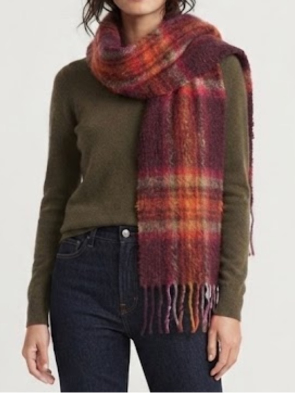JOHN HANLY IRELAND Vintage Irish Wool Mohair Plaid Scarf